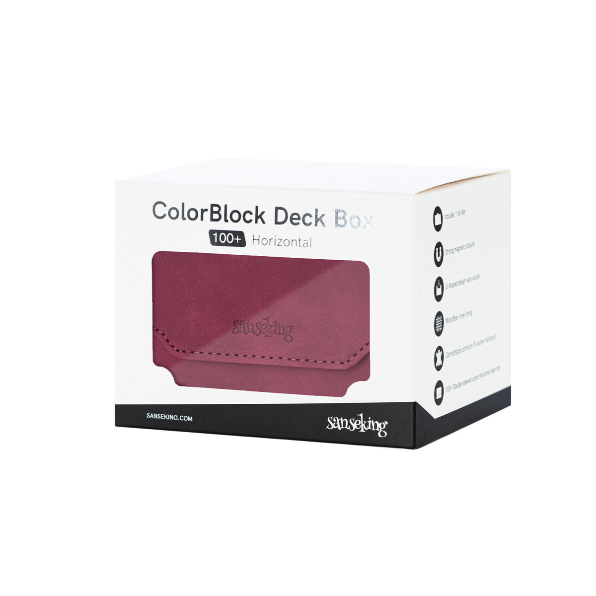 Horizontal Color-Block Pu Deck Box Red with 1 Divider