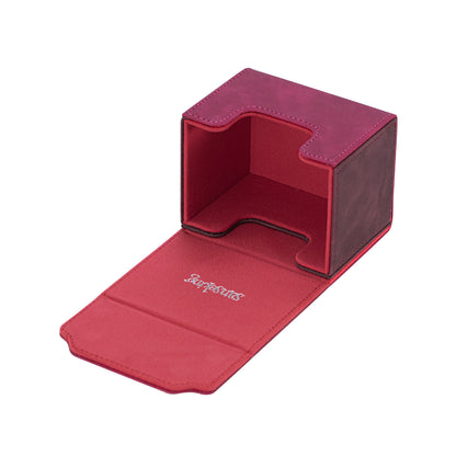 Horizontal Color-Block Pu Deck Box Red with 1 Divider