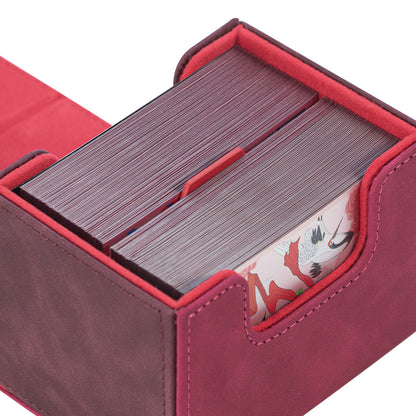 Horizontal Color-Block Pu Deck Box Red with 1 Divider