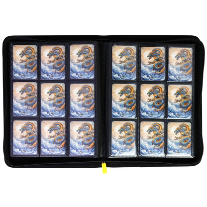 Black Grid 4/9/12-Pocket PU Binder with Waffle Pages