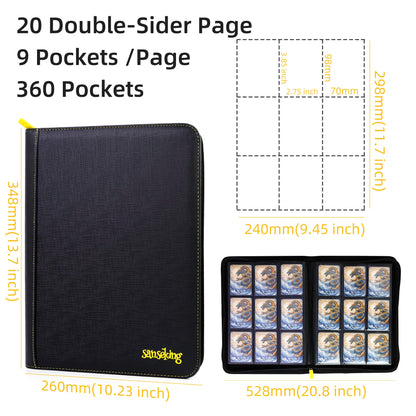 Black Grid 4/9/12-Pocket PU Binder with Waffle Pages