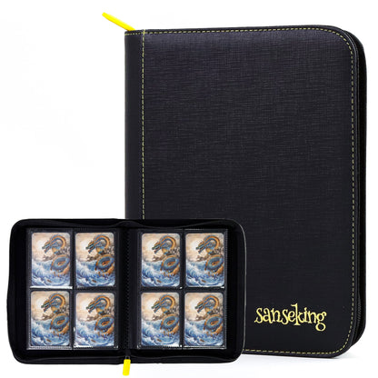 Black Grid 4/9/12-Pocket PU Binder with Waffle Pages