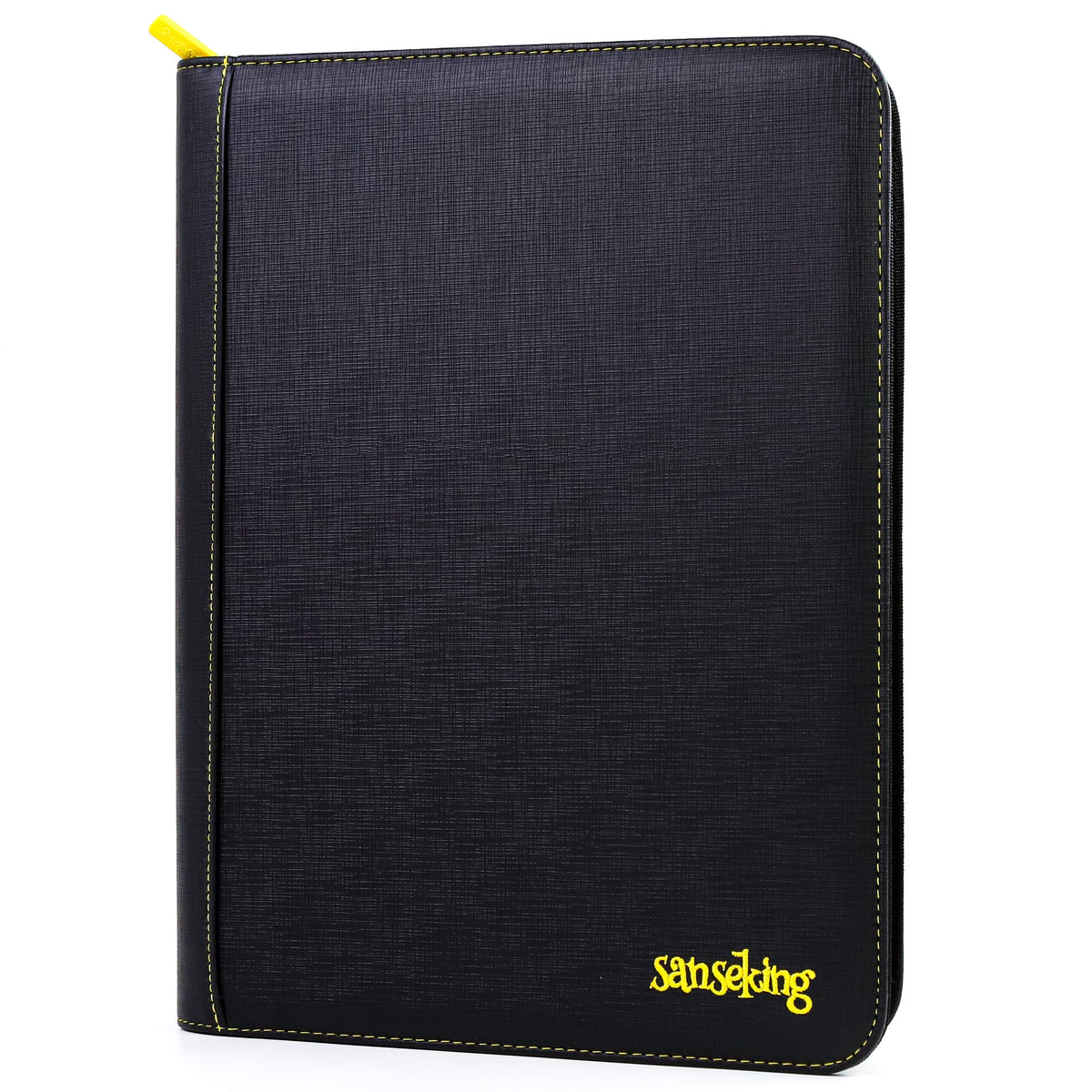Black Grid 4/9/12-Pocket PU Binder with Waffle Pages