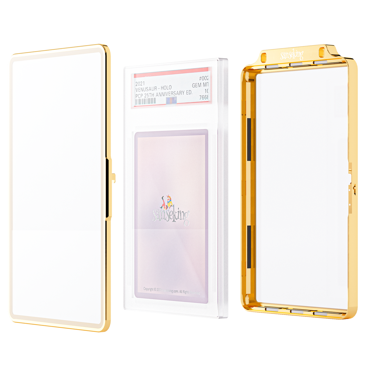35PT PSA Magnetic Spring-Loaded Slab Case: Colored Frame Graded Card Holder + Zipper Bag