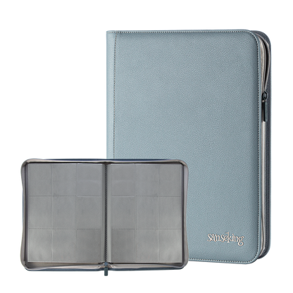 AUREX CR-02 grey card binder open and closed binder view
