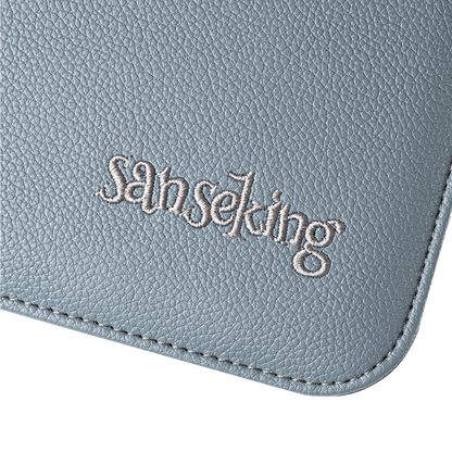 AUREX CR-02 grey card binder embroidered Sanseking logo close-up