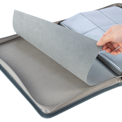 AUREX CR-02 grey card binder soft lining and card page detail