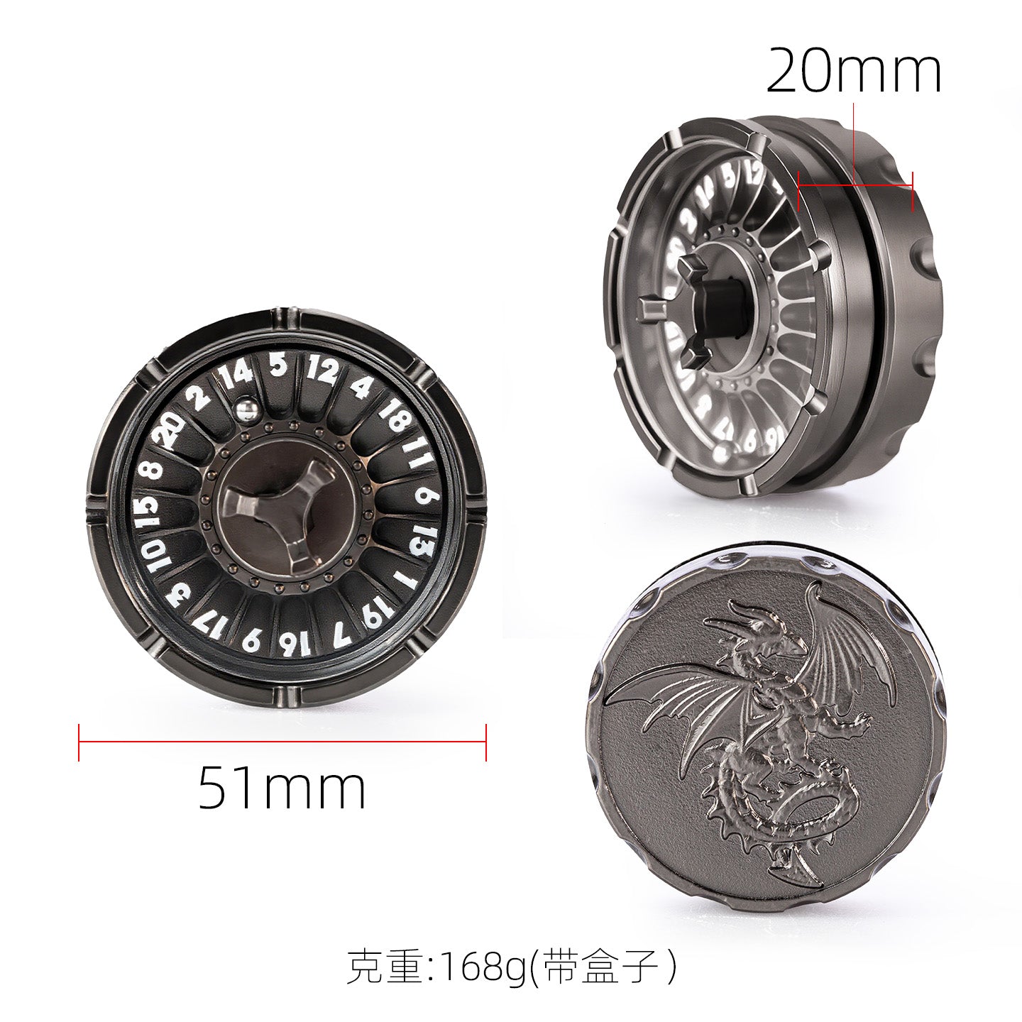 Dragon Metal Dice Spinner 1–20