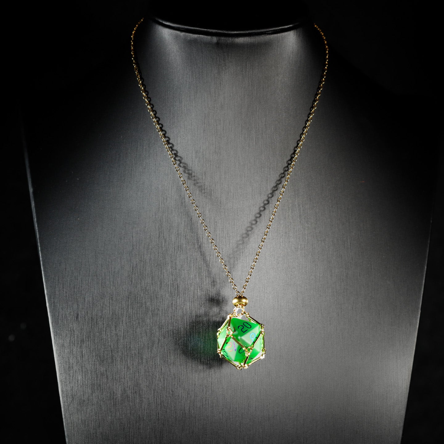 Emerald Green Plated Glass 7-Piece Polyhedral Dice Set