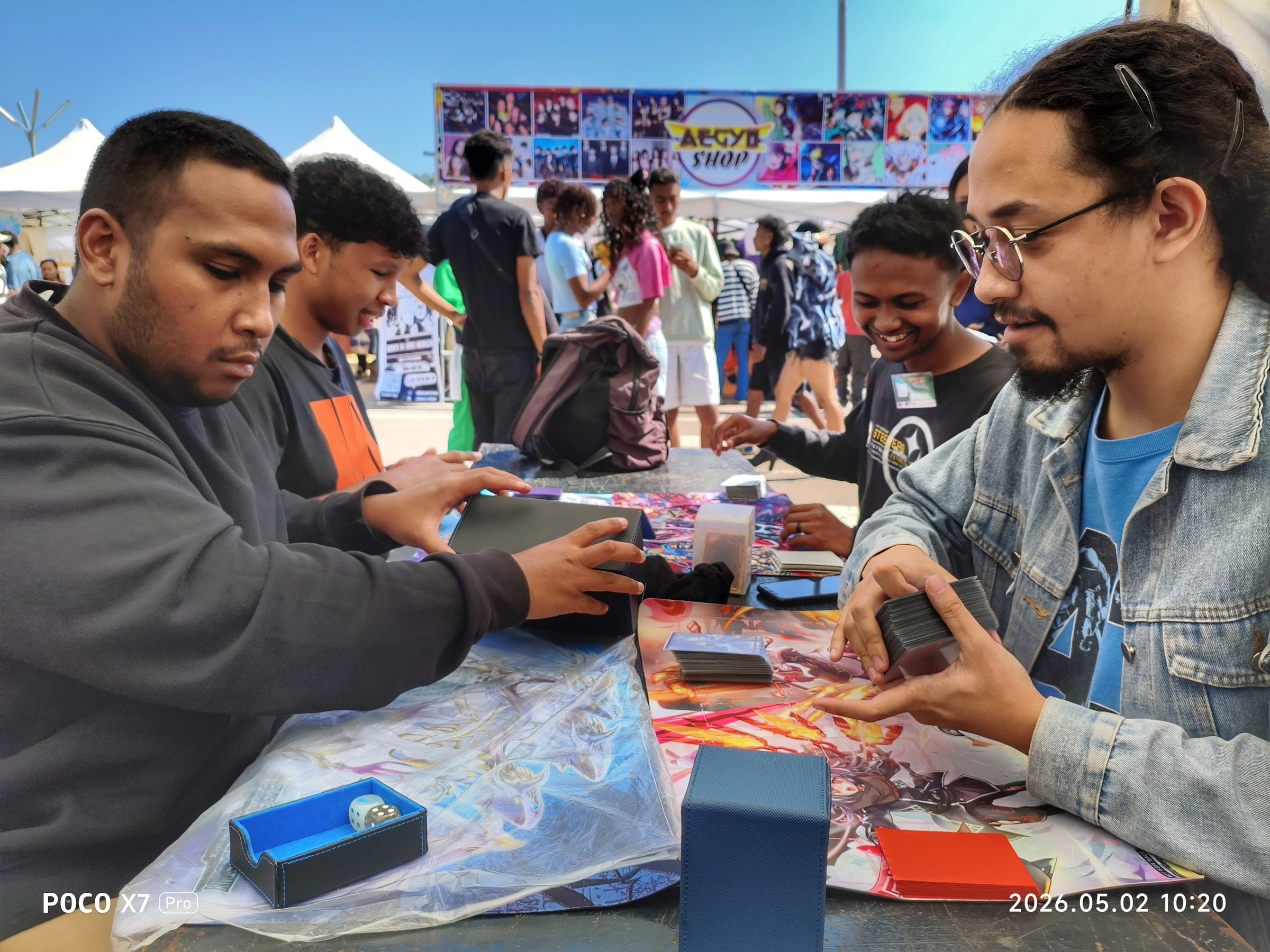 Players using SANSEKING accessories at a community event in Madagascar