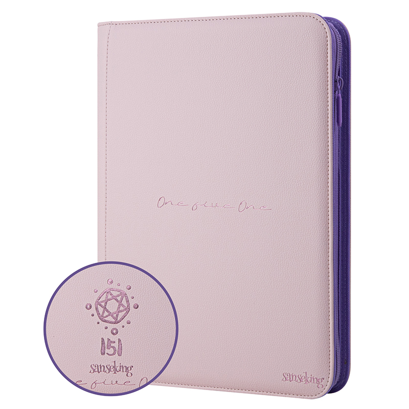 pink binder cards Coral Binder Series PU Leather 9-Pocket TCG Card Binder – Colorful Jelly  Texture for Trading Cards – Sanseking